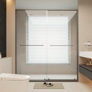 Bottom-Supported Double Sliding Door Shower Enclosure