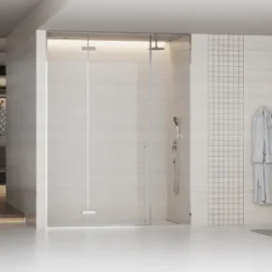 Glass clamp shower enclosure installation view - YFX Shower