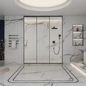 Three-door sliding shower system with soft close - YFX Shower