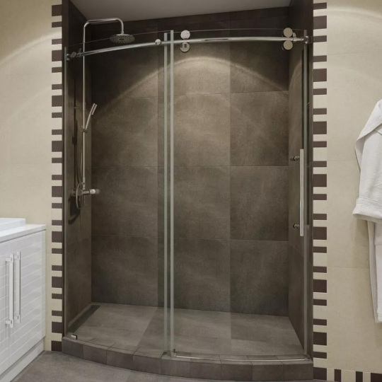Frameless Single Sliding Curved Shower Door
