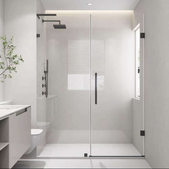 Frameless swing shower screen