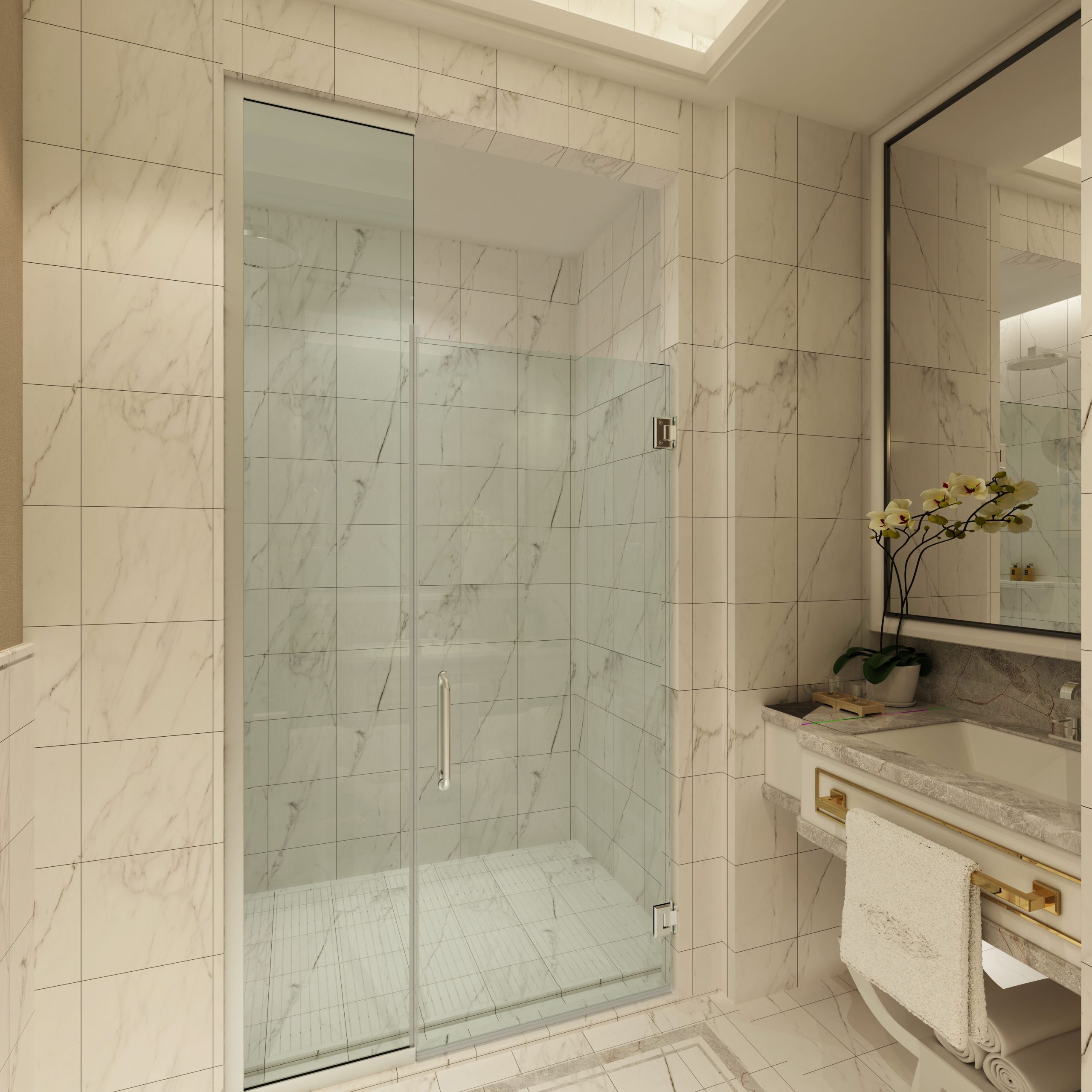 Frameless Swing Shower Door Profiles & Hardware Kit - hardware detail